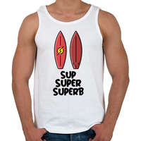 printfashion SUP SUPER SUPERB - Férfi atléta - Fehér