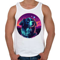 printfashion Galaxy Border Collie - Férfi atléta - Fehér