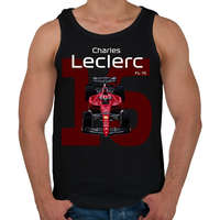 printfashion Charles Leclerc 16 autóversenyző - fehér felirat - Férfi atléta - Fekete