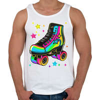 printfashion 80-as évek retro görkorcsolya neon - Férfi atléta - Fehér