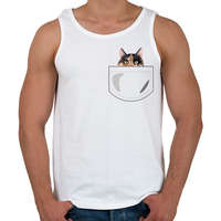 printfashion Zsebes macska - Férfi atléta - Fehér