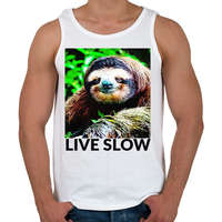 printfashion Live Slow - Férfi atléta - Fehér