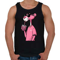 printfashion Rózsaszín Párduc - Férfi atléta - Fekete