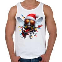 printfashion Vicces karácsonyi gitáros rocker party légy / bogár - Férfi atléta - Fehér