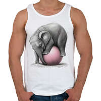 printfashion Bébi elefánt egy pink labdával - Férfi atléta - Fehér