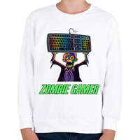 printfashion Zombie Gamer (PC) - Gyerek pulóver - Fehér