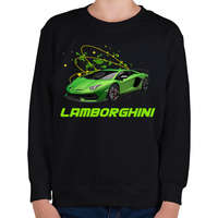 printfashion Zöld lamborghini - Gyerek pulóver - Fekete