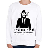 printfashion monkey boss - Gyerek pulóver - Fehér