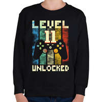 printfashion Level 11 unlocked - 11. születésnapi ajándék - Gyerek pulóver - Fekete