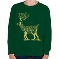 printfashion Arany szarvas - Gyerek pulóver - Sötétzöld