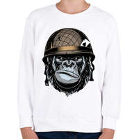 printfashion Gorilla Soldier - Gyerek pulóver - Fehér