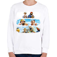 printfashion Bud Spencer és Terence Hill - Gyerek pulóver - Fehér
