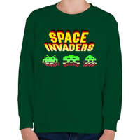 printfashion Space Invaders - Gyerek pulóver - Sötétzöld