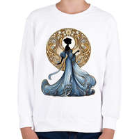 printfashion Kék-arany hölgy - Gyerek pulóver - Fehér