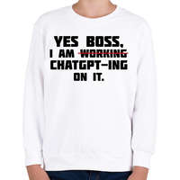 printfashion Yes boss - Gyerek pulóver - Fehér