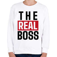 printfashion Családi - The real boss (feleség) - Gyerek pulóver - Fehér