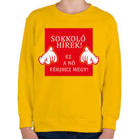 printfashion Sokkoló hírek! - Gyerek pulóver - Sárga