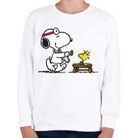 printfashion Snoopy és Woodstock - Gyerek pulóver - Fehér
