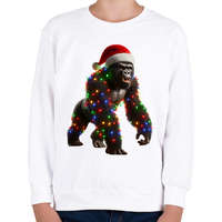 printfashion Morcos karácsonyi party gorilla - Gyerek pulóver - Fehér