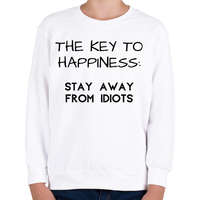 printfashion The key to happiness. Stay away from idiots. - Gyerek pulóver - Fehér