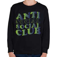 printfashion Anti social social club - zöld - Gyerek pulóver - Fekete