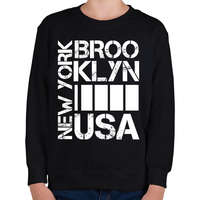 printfashion New York Brooklyn USA - Gyerek pulóver - Fekete
