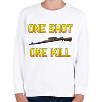 printfashion PUBG - One Shot, One Kill - Gyerek pulóver - Fehér