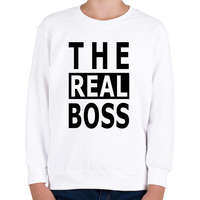 printfashion The Real Boss - Gyerek pulóver - Fehér