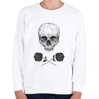 printfashion Skull N' Roses - Gyerek pulóver - Fehér