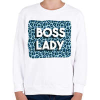 printfashion Boss lady - Gyerek pulóver - Fehér