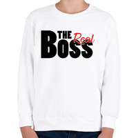 printfashion The Real Boss - Gyerek pulóver - Fehér