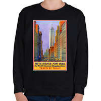 printfashion New York 5th Avenue Vintage - Gyerek pulóver - Fekete