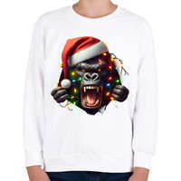 printfashion Morcos karácsonyi party gorilla - Gyerek pulóver - Fehér