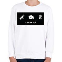 printfashion Level up - Diplomás minta - Gyerek pulóver - Fehér