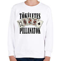 printfashion Póker Royal flush - tökéletes pillanatok - Gyerek pulóver - Fehér