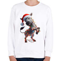 printfashion Táncoló karácsonyi party zebra - Gyerek pulóver - Fehér