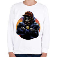 printfashion Rapper gorilla - Gyerek pulóver - Fehér