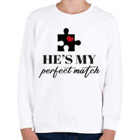 printfashion Puzzle - He - Gyerek pulóver - Fehér