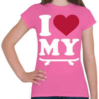 printfashion I love my SK8 - Női póló - Rózsaszín