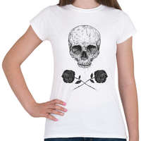 printfashion Skull N' Roses - Női póló - Fehér