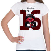 printfashion Charles Leclerc 16 autóversenyző - fekete felirat - Női póló - Fehér