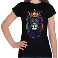 printfashion Oroszlán király koronával - Női póló - Fekete