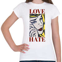 printfashion Love, Hate - Pop art - Női póló - Fehér