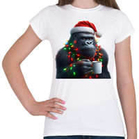 printfashion Kávézó / teázó karácsonyi party gorilla - Női póló - Fehér