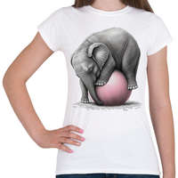 printfashion Bébi elefánt egy pink labdával - Női póló - Fehér