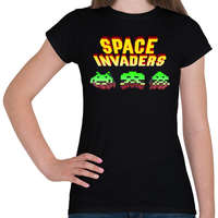 printfashion Space Invaders - Női póló - Fekete