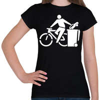 printfashion Zöld biciklis - Női póló - Fekete