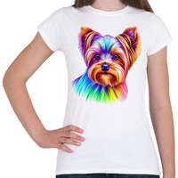 printfashion Színes yorkshire terrier kutya rajz - Női póló - Fehér