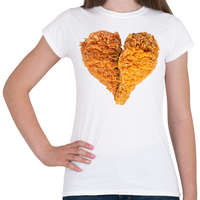 printfashion Rántott csirkecomb szív - Női póló - Fehér