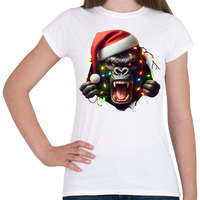 printfashion Morcos karácsonyi party gorilla - Női póló - Fehér
